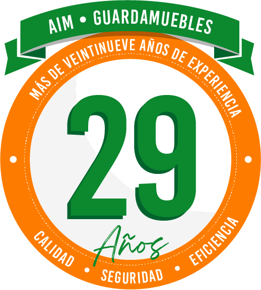 Sello 29 años de experiencia AIM Guardamuebles